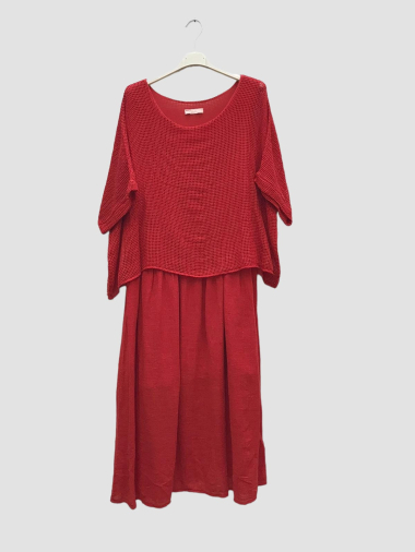Großhändler Superbelle - Gefüttertes Kleid mit kurzärmeligem Baumwoll-Mesh-Oberteil