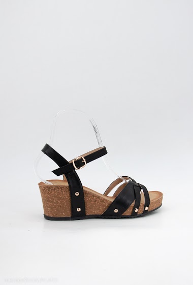 KHADIM Sharon Black Wedge Heel Sandal for Women (5161206)