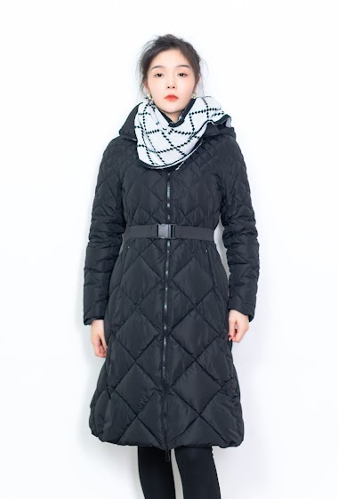 Wholesaler Save Style - Detachable hooded down jacket with belt
