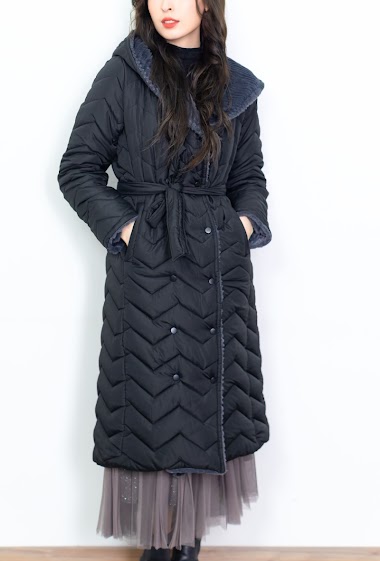 Wholesaler Sweet Miss - Hooded puffer jacket with belt
