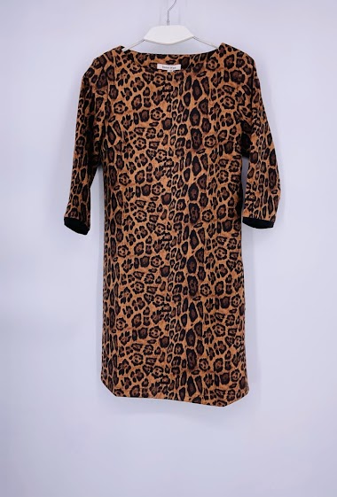 Wholesaler Sweet Miss - Suede effect leopard dress