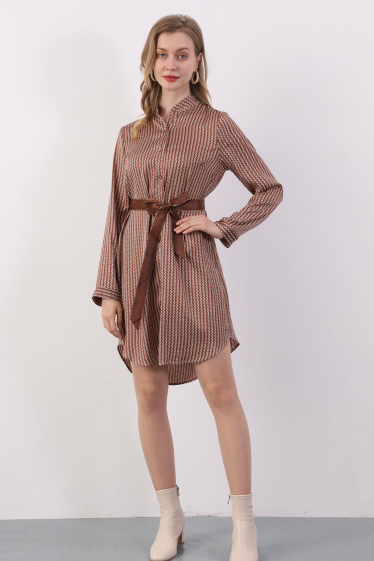 Wholesaler Sweet Miss - Printed shirt dress with belt