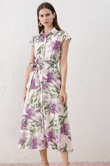 Wholesaler Sweet Miss - Floral printed shirt dress with belt