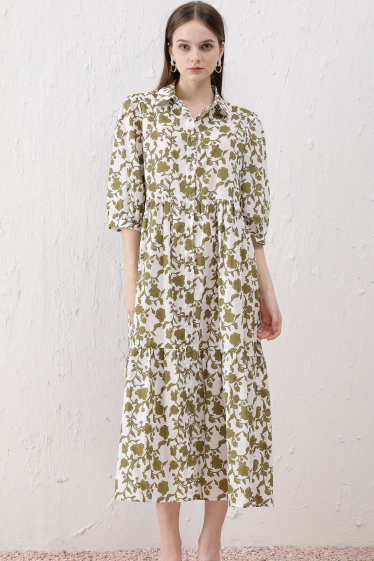 Wholesaler Sweet Miss - Floral printed cotton shirt dress