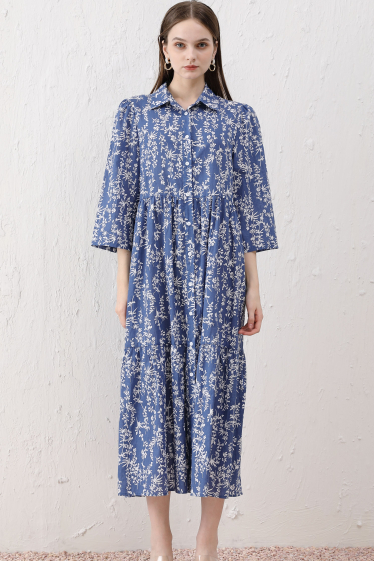 Wholesaler Sweet Miss - Floral printed cotton shirt dress