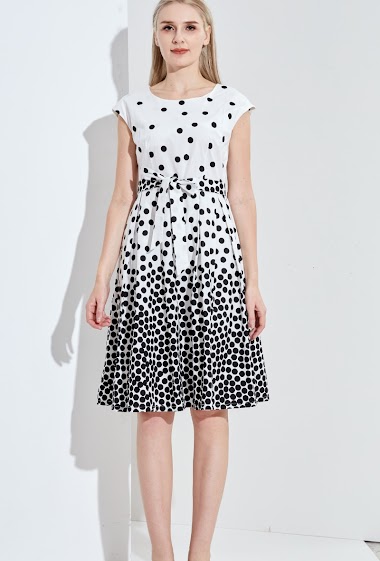 Wholesaler Sweet Miss - Polka dot cotton dress with belt