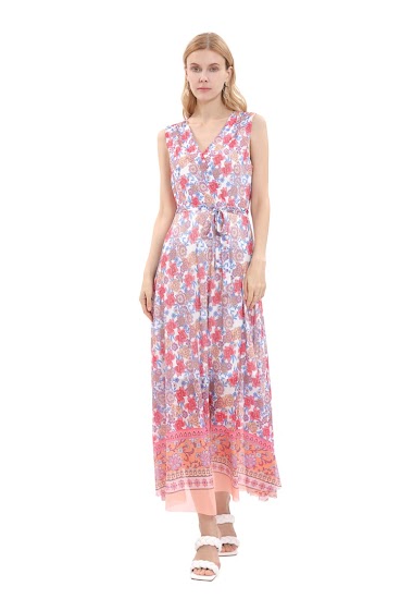 Wholesaler Sweet Miss - Printed dress with lining and belt