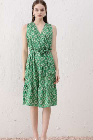 Wholesaler Sweet Miss - Printed cotton wrap dress with belt