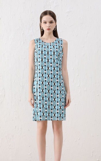 Wholesaler Sweet Miss - Printed cotton and linen dress with lining