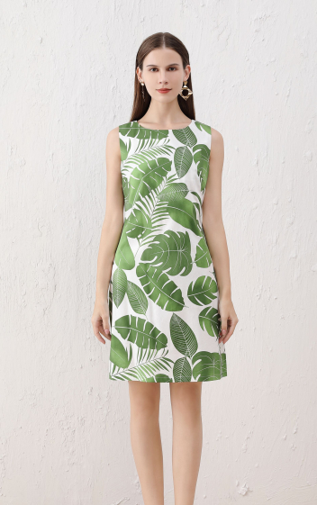 Wholesaler Sweet Miss - Foliage printed cotton dress