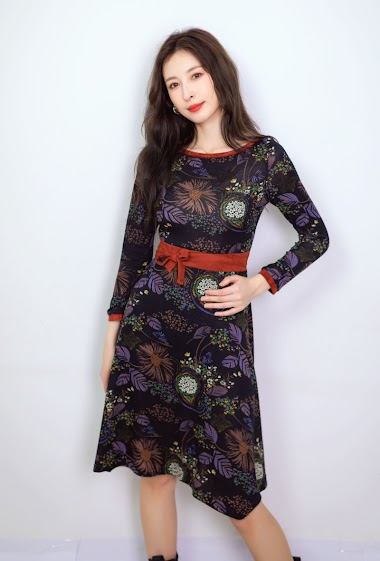 Großhändler Sweet Miss - Floral print dress with belt
