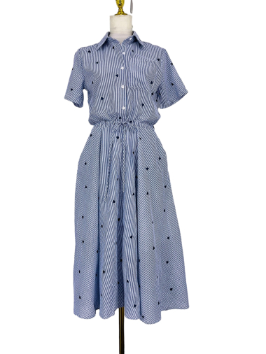 Wholesaler Sweet Miss - Stripe and heart print dress with belt