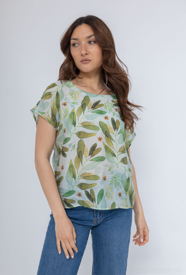 Wholesaler Sweet Miss - Foliage printed cotton T-shirt