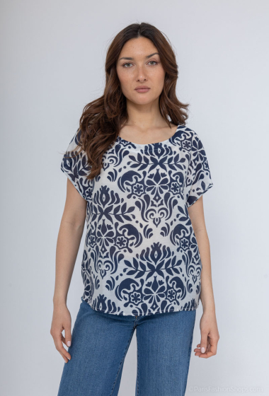 Großhändler Sweet Miss - T-Shirt aus Baumwolle mit Blätter-Print