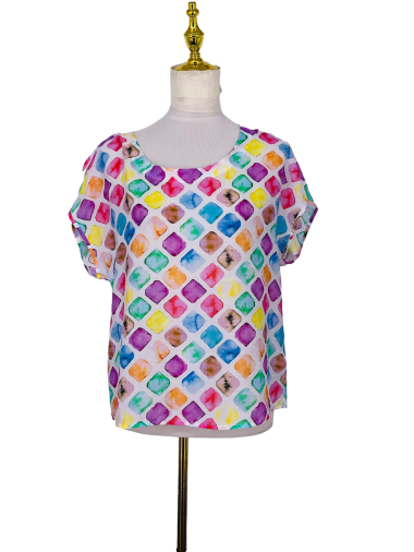 Großhändler Sweet Miss - Geometrisch bedrucktes T-Shirt aus Baumwolle