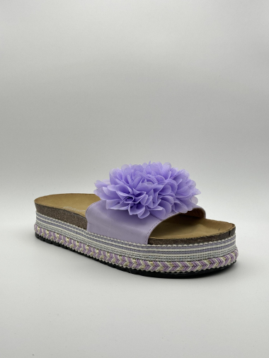Mayorista Sweet Shoes - Sandalias de suela grande con textura de tela con patrón de pétalos de flores