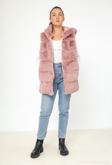 Wholesaler Tandem - Faux fur hooded sleeveless vest with closure
