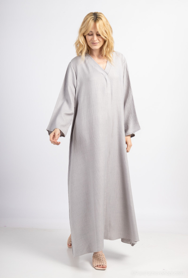 Wholesaler Tendance - abaya with wrap collar, long sleeve, imitation linen