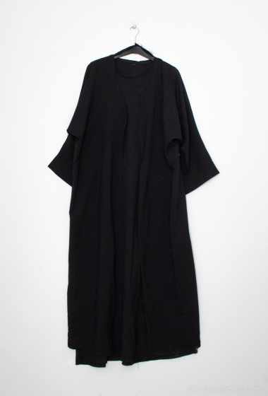 Wholesaler Tendance - 2 PIECE ABAYA VEST SET Round neck imitation linen fabric