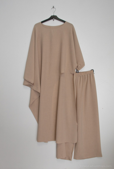 Mayorista Tendance - Conjunto abaya asimétrica y pantalón ancho
