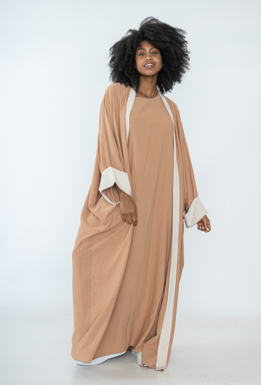Wholesaler Tendance - vest set under two-tone abaya dress