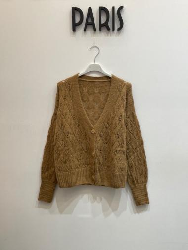 Wholesaler RAVIBELLE - Soft mohair cardigan with leaf pattern
