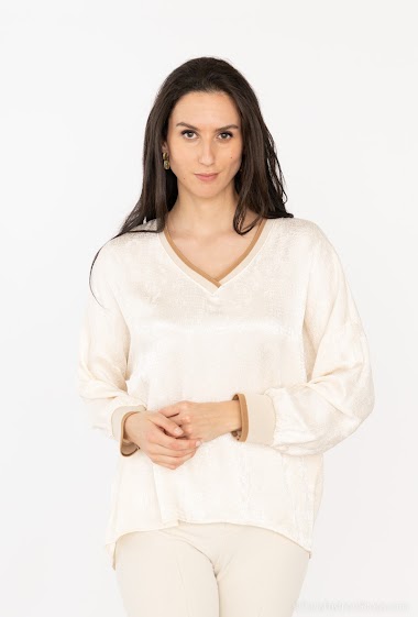 Wholesalers RAVIBELLE - Textured satin blouse (jacquard) | RAVI-1048