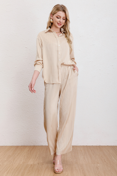 Wholesaler RAVIBELLE - Textured jacquard pattern shirt + pants set
