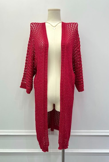 Wholesaler RAVIBELLE - Perforated knit shiny lurex cardigan | RAVI-3002