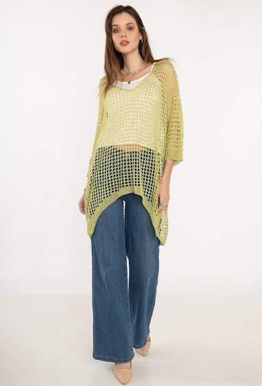 Wholesaler RAVIBELLE - Long crochet sweater | RAVI-3047