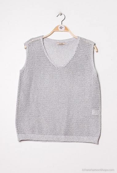 Wholesaler RAVIBELLE - Sleeveless perforated knit sweater | RAVI-3005