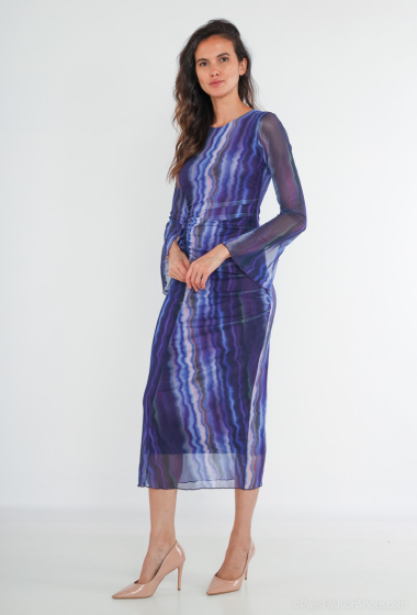 Wholesaler RAVIBELLE - Long-sleeved mesh evening dress