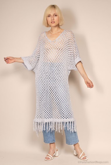 Wholesaler RAVIBELLE - Perforated knit dress with bangs | RAVI-3006