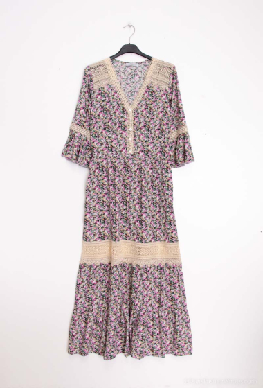 Großhändler RAVIBELLE - Langes Kleid mit Blumendruck
