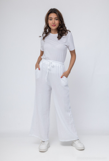 Grossiste Tendance - pantalon large coupe droite gaz de cotton
