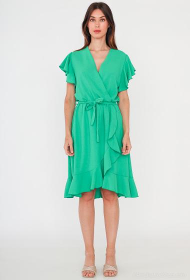 Wholesaler Tendance - Short-sleeved wrap-over ruffle dress