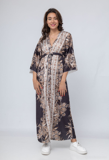 Wholesaler Tendance - dress attached to the belt possible to close with buttons v-neck kimono sleeve