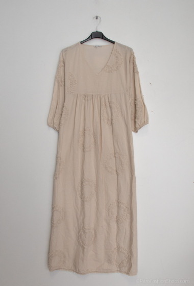 Wholesaler Tendance - round v-neck puff sleeve English embroidery dress