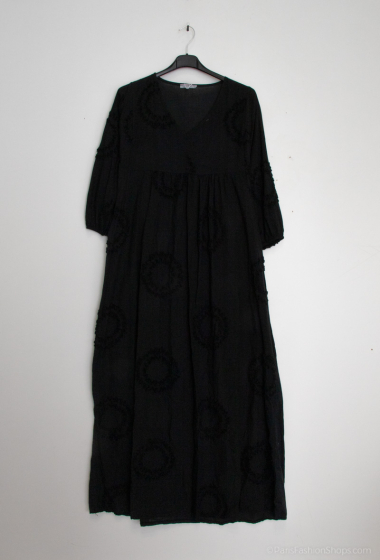 Wholesaler Tendance - round v-neck puff sleeve English embroidery dress