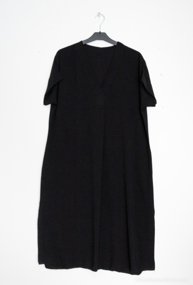 Wholesaler Tendance - long dress short sleeve v-neck with pocket