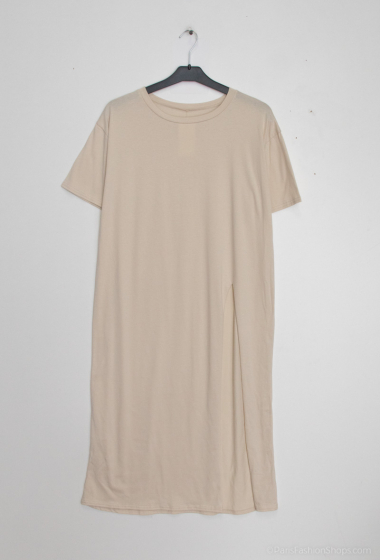 Wholesaler Tendance - short sleeve slit cotton dress