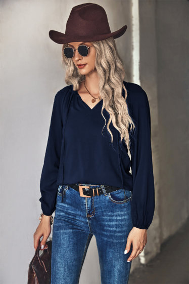Wholesaler TINA - Navy blue bohemian chic blouse