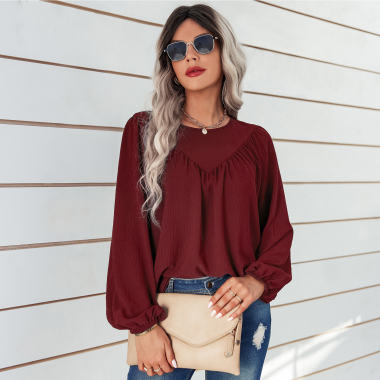 Wholesaler TINA - Burgundy bohemian chic style blouse