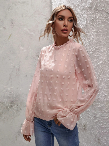 Wholesaler TINA - Pink bohemian chic blouse