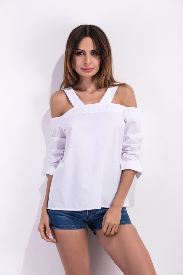 Wholesaler TINA - WHITE blouses bohemian chic style