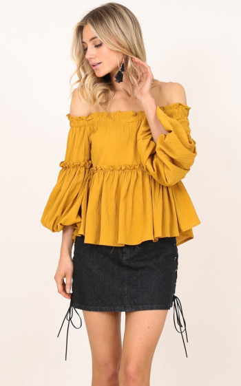 Wholesaler TINA - YELLOW blouses bohemian chic style