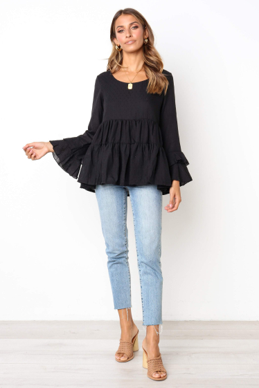 Wholesaler TINA - Black bohemian chic style blouses