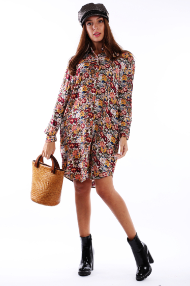 Wholesaler TINA - Shirt long sleeves multicolorful Mi-long dress