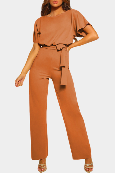 Wholesaler TINA - Brown bohemian chic style jumpsuit