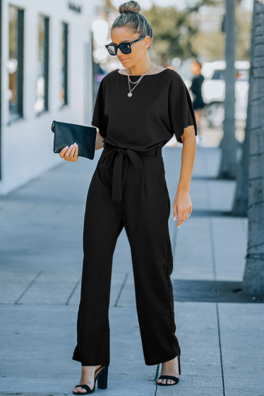 Wholesaler TINA - Black bohemian chic style jumpsuit